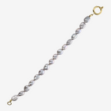 Bracelet with Grey Freshwater Nugget Pearls Ø 8/9 mm in 18Kt Yellow Gold Plated 925 Silver