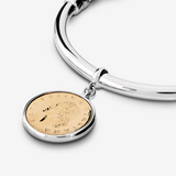 Bracciale Rigido in Argento 925 placcato Platino con Moneta 20 Lire Originale