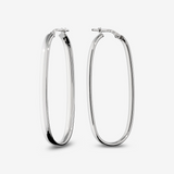 Grandes Boucles d'Oreilles Ovales Allongées en Argent 925 Platiné