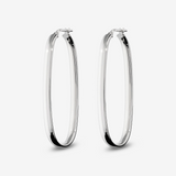 Grandes Boucles d'Oreilles Ovales Allongées en Argent 925 Platiné