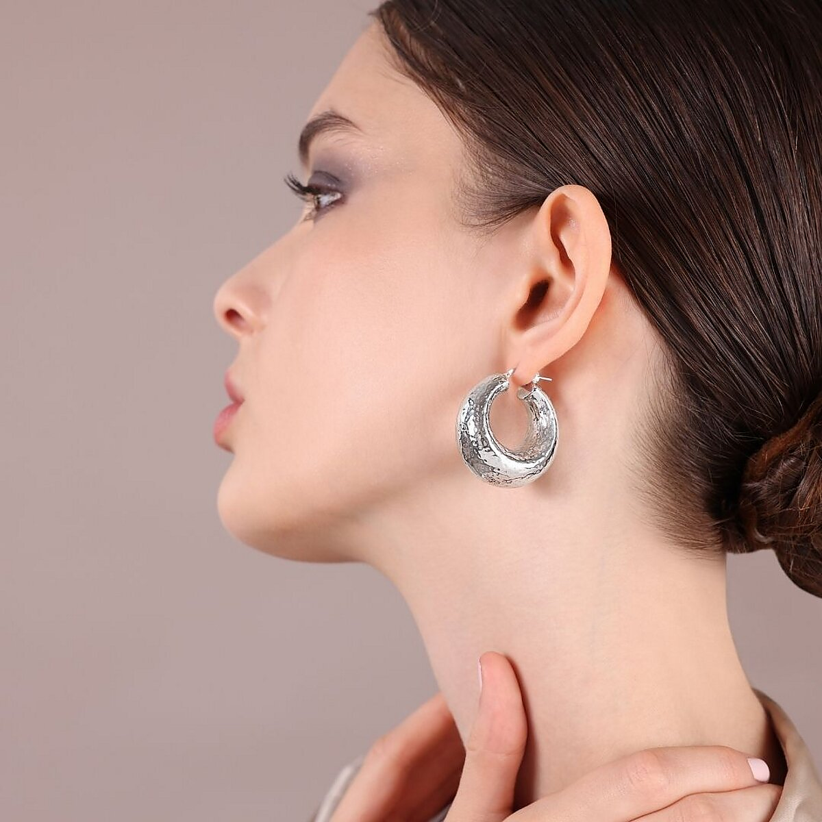 Orecchini Lia Sophia – A Goccia Martellati, Tono Argento, Linkage, Nuovi Con Etichette