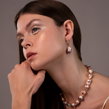 Collier ras du cou en argent 925 plaqué or rose 18 carats avec perles d'eau douce multicolores (18/20 mm)