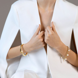 750 Gold Bracelet with Oval Rolo Mesh and White Akoya Pearls Ø 8/9 mm