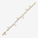 750 Gold Bracelet with Oval Rolo Mesh and White Akoya Pearls Ø 8/9 mm