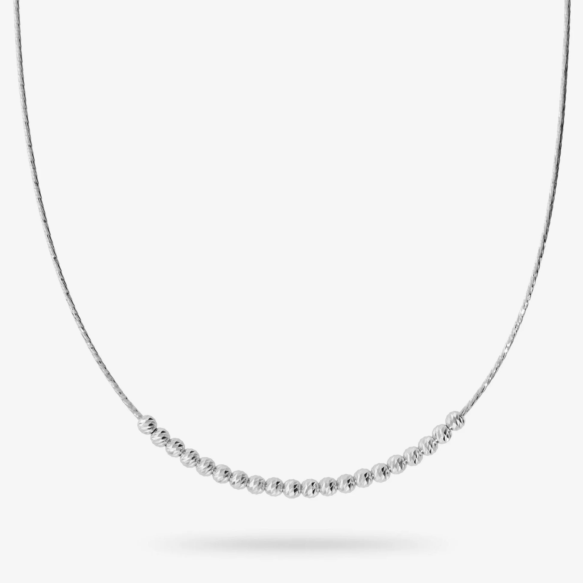Collana Girocollo Maglia Omega in Argento 925 placcato Platino con Bead Diamantate