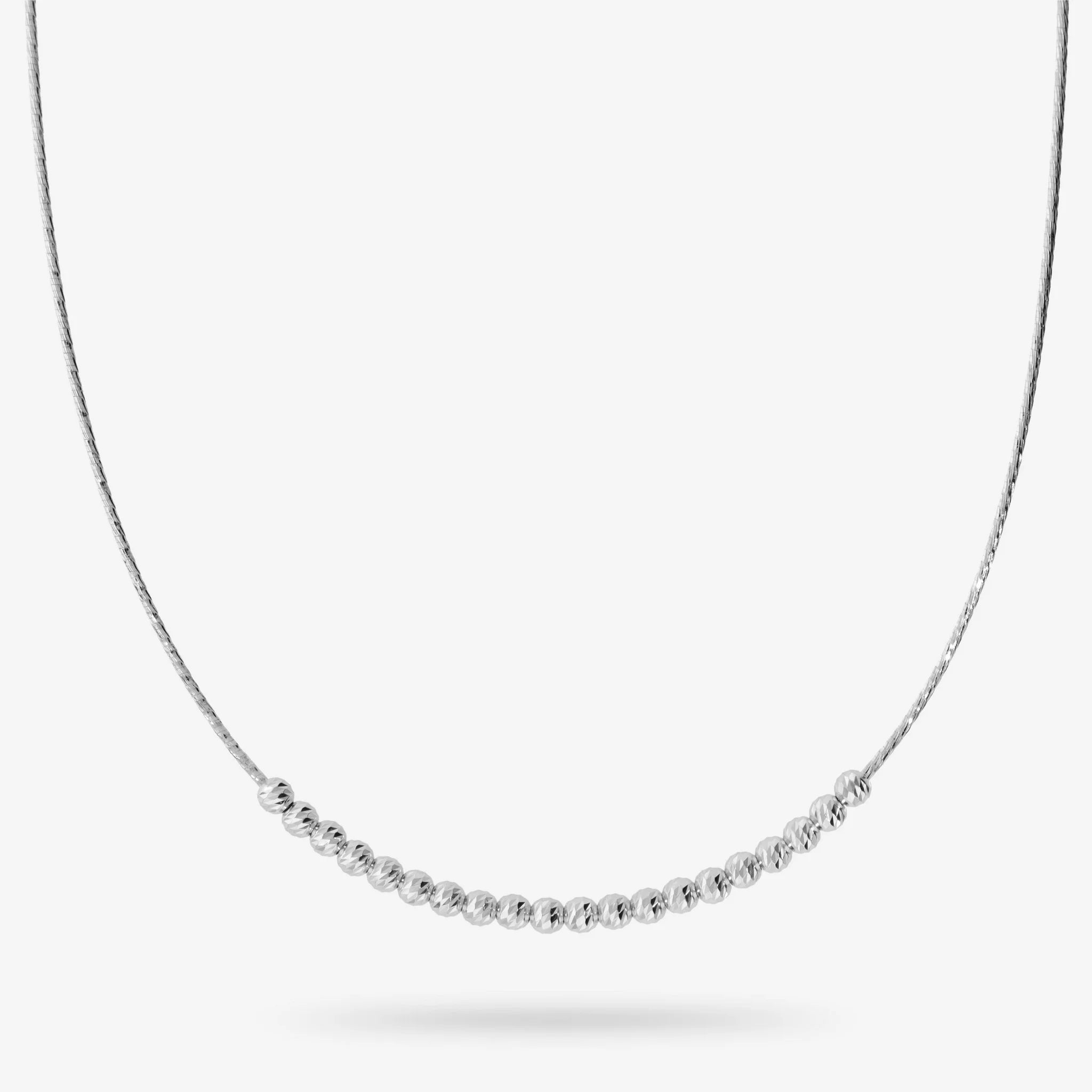 Collana Girocollo Maglia Omega in Argento 925 placcato Platino con Bead Diamantate