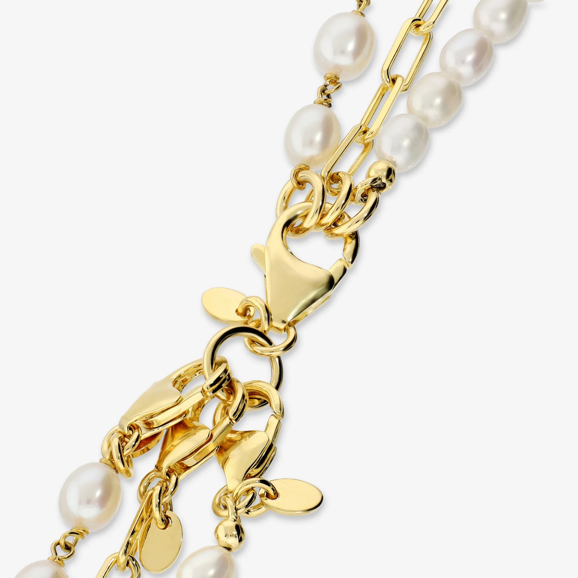 Set Collane placcate Oro Giallo 18Kt con Perle Bianche d'Acqua Dolce