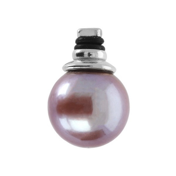 DUO Ming Pearl Charm Ø10/11 mm in Rhodium plated Silver