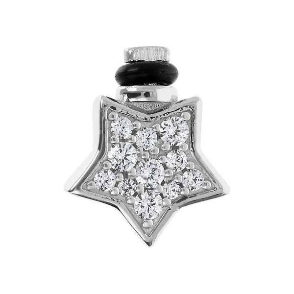 DUO Charm Star 'Desidero' with Cubic Zirconia Pavé in Rhodium plated 925 Silver