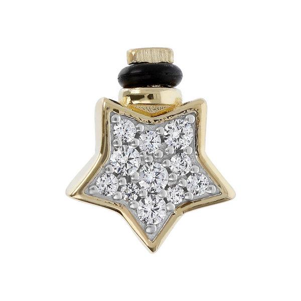 DUO Star 'Desiderio' Charm with Cubic Zirconia Pavé in 18Kt Yellow Gold plated 925 Silver