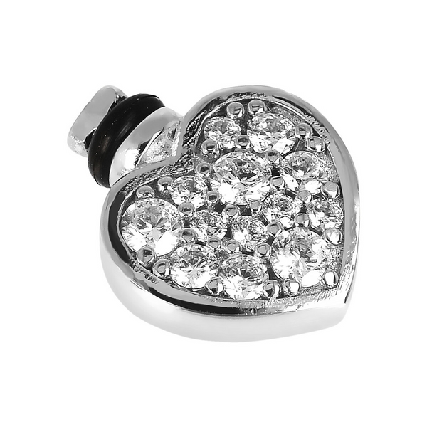 DUO Heart Charm 'Heartbreaker' with Cubic Zirconia Pavé in Rhodium plated 925 Silver