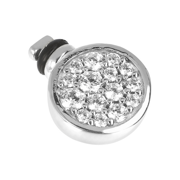 'Forever' Round DUO Charm with Cubic Zirconia Pavé in Rhodium Plated 925 Sterling Silver