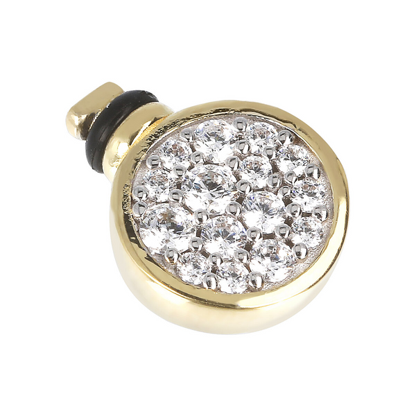 DUO Round 'Forever' Charm with Cubic Zirconia Pavé in 925 Sterling Silver 18Kt Yellow Gold Plated