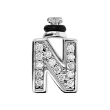 DUO Letter Charm with Cubic Zirconia Pavé in Rhodium plated 925 Silver
