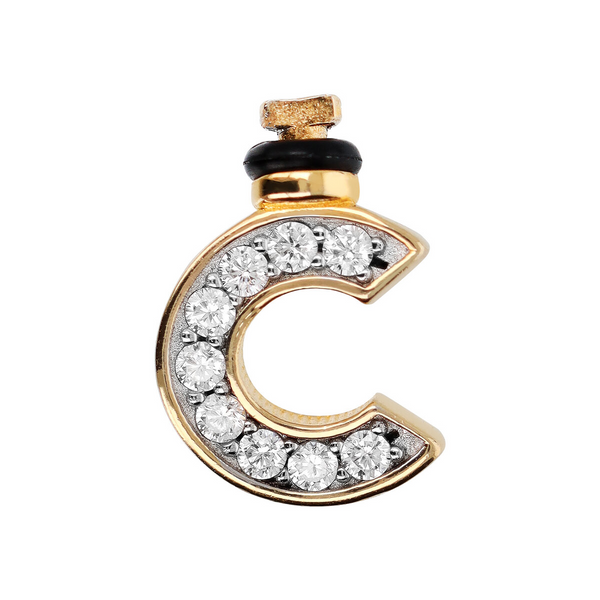 DUO Letter Charm with Cubic Zirconia Pavé in 18Kt Yellow Gold plated 925 Silver