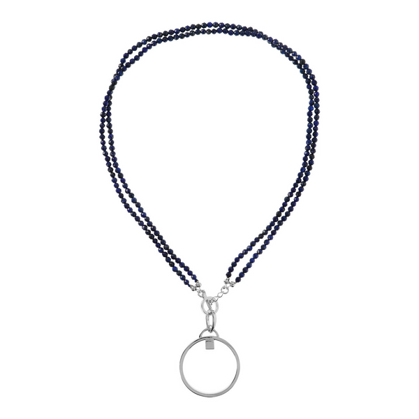 DUO necklace with Lapis Lazuli in Rhodium plated 925 Silver