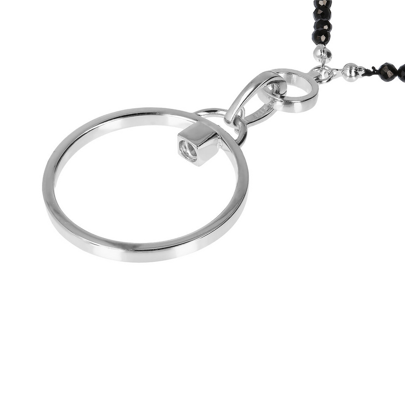 DUO Necklace with Black Spinel in Rhodium plated 925 Silver