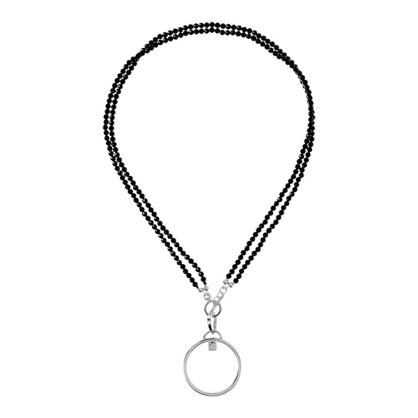 DUO-Halskette mit schwarzem Spinell aus rhodiniertem 925er Silber