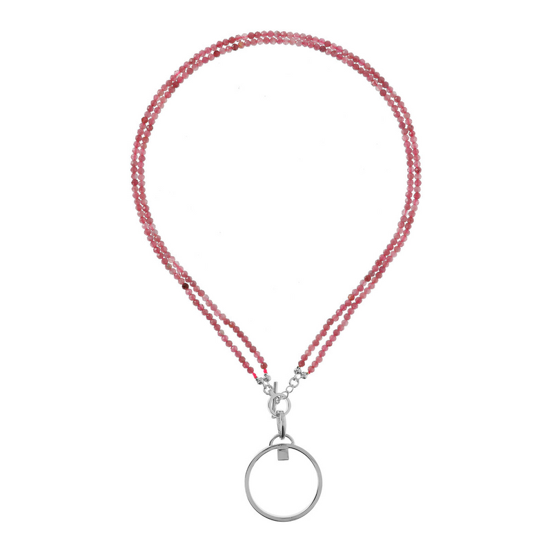 DUO Necklace with Pink Tourmaline in Rhodium plated 925 Silver