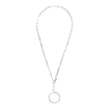 DUO Elongated Oval Link Necklace with Removable Pendant in Rhodium Plated 925 Silver