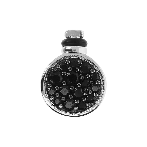 DUO Round 'Forever' Charm with Black Spinel Pavé in Rhodium Plated 925 Sterling Silver