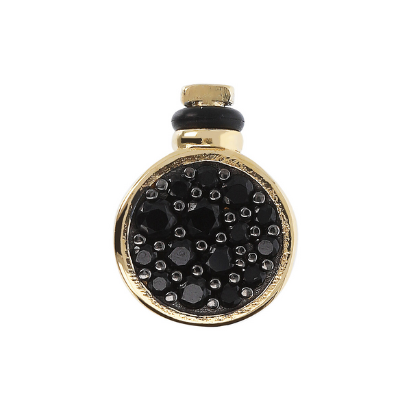DUO Round 'Forever' Charm with Black Spinel Pavé in 925 Sterling Silver 18Kt Yellow Gold Plated