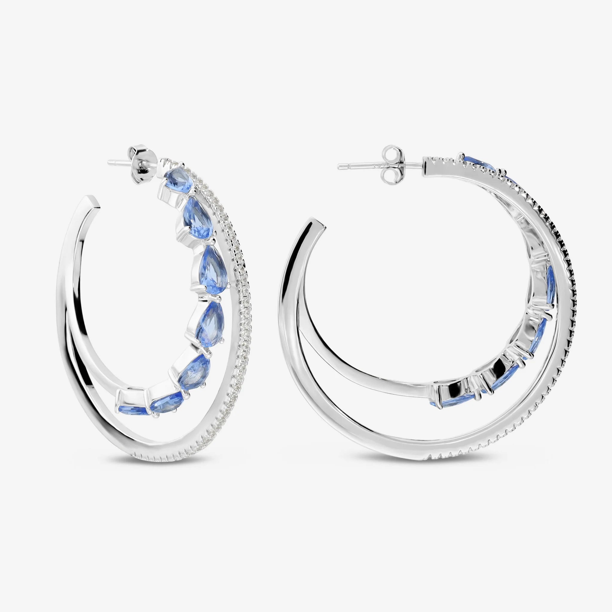 Orecchini a Doppio Cerchio in Argento 925 placcato Platino con Cubic Zirconia