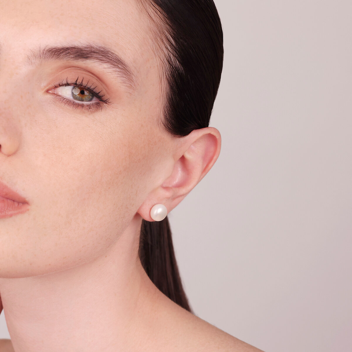 Boucles d'oreilles avec Perles Boutons d'Eau Douce Blanches Ø 12/13 mm