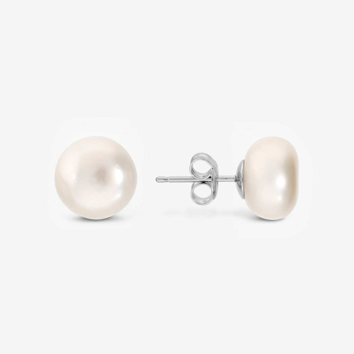 Boucles d'oreilles avec Perles Boutons d'Eau Douce Blanches Ø 12/13 mm