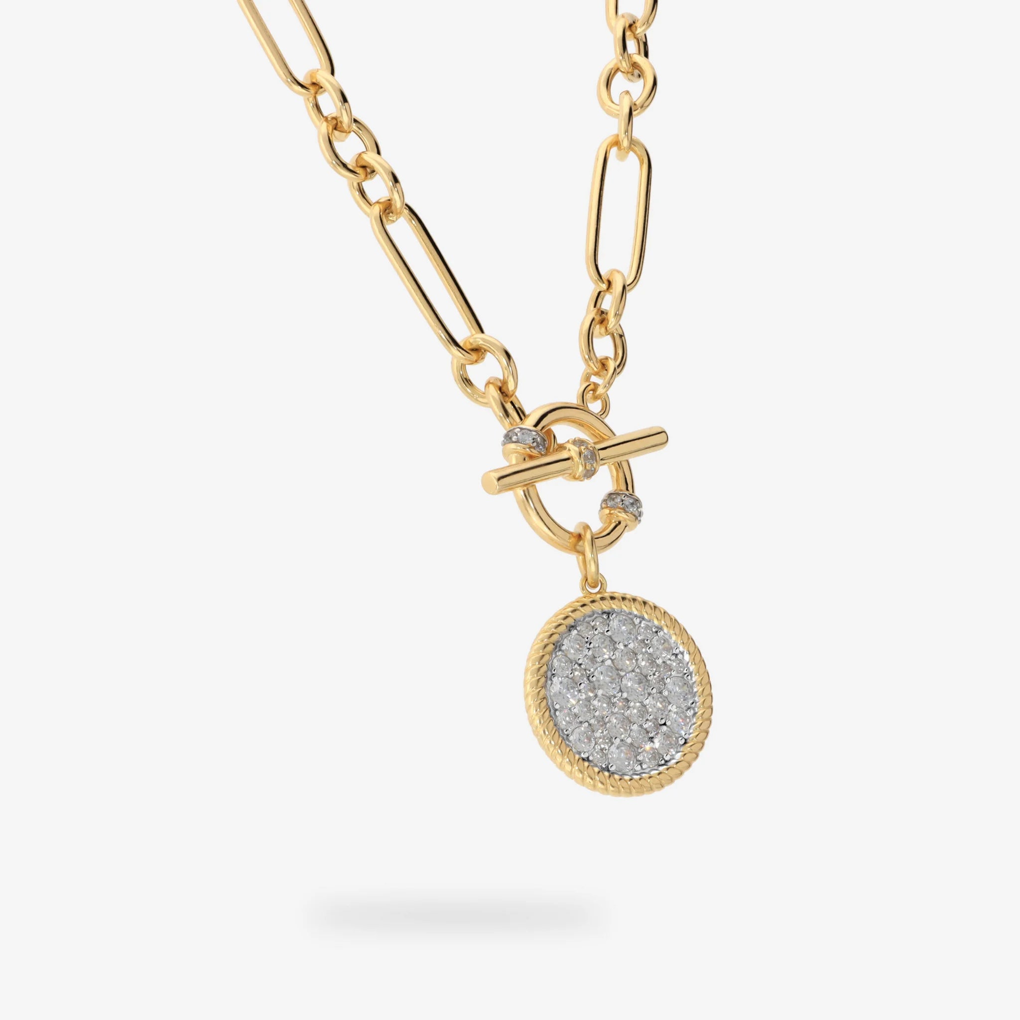 Collana in Argento 925 con Ciondolo Tondo in Pavé di Cubic Zirconia