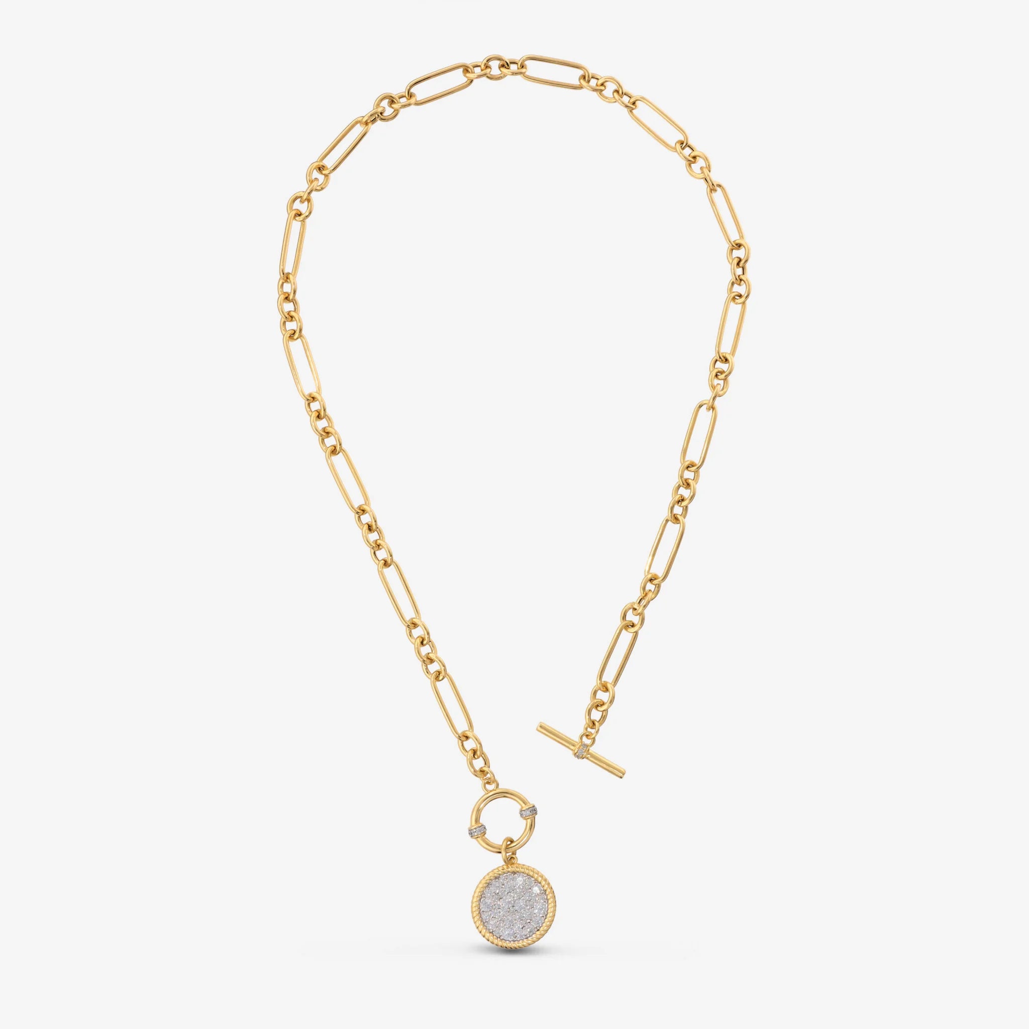 Collana in Argento 925 con Ciondolo Tondo in Pavé di Cubic Zirconia