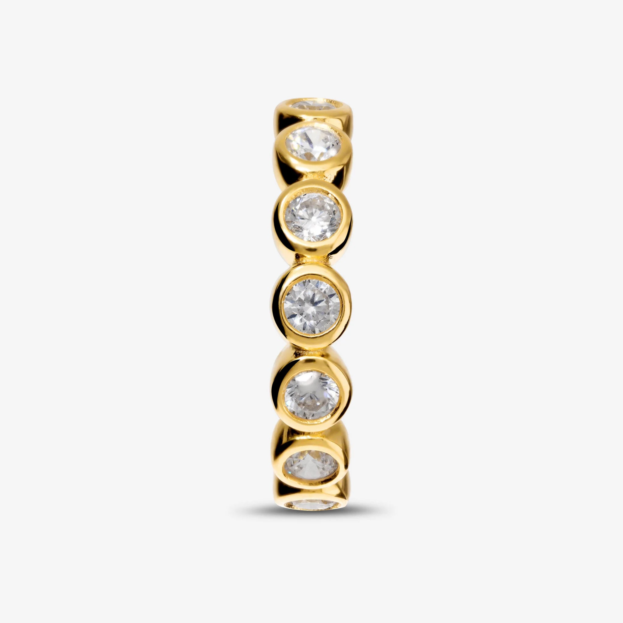 Ring Band in 925 Silver plated with 18Kt Yellow Gold with Cubic Zirconia