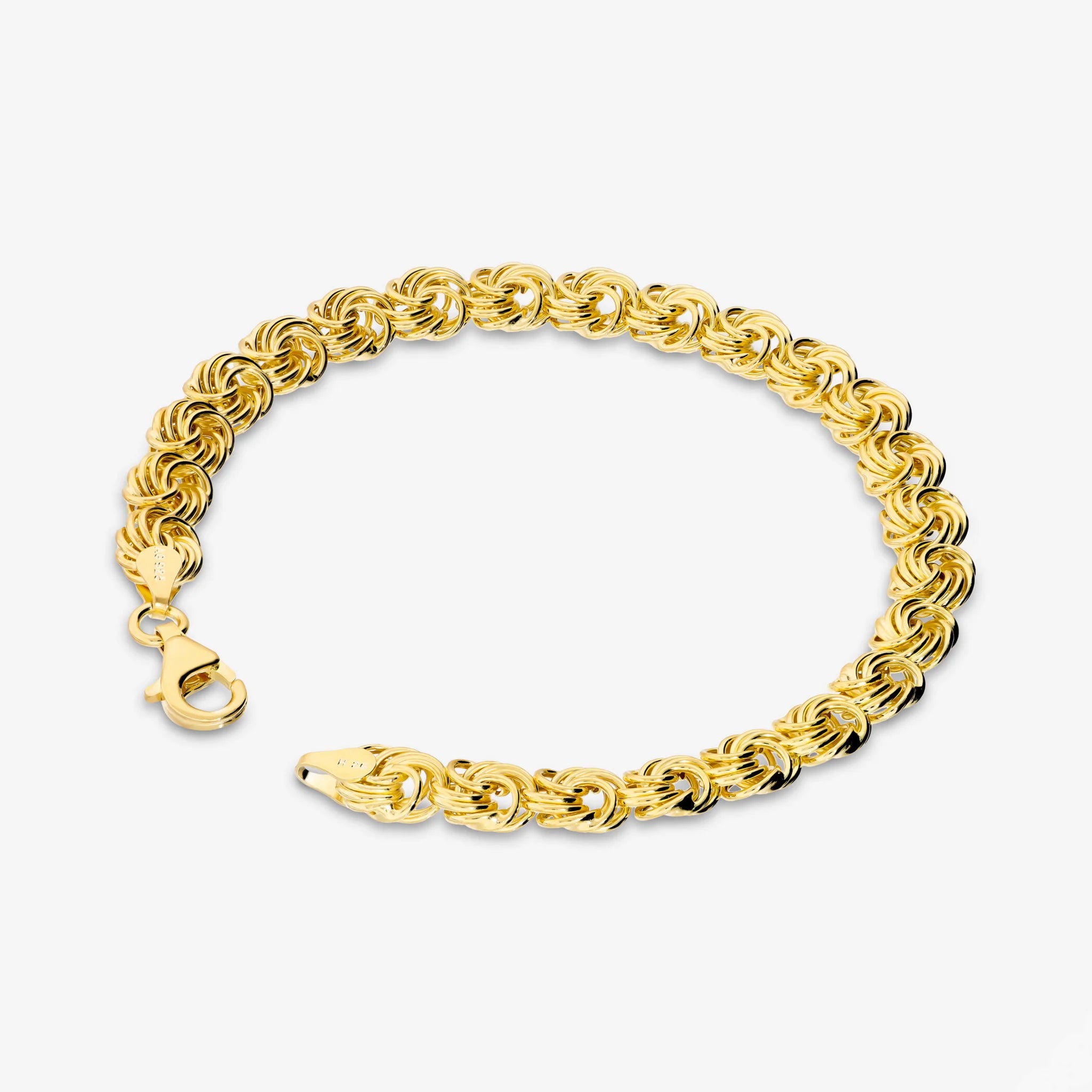 Bracciale Maglia Rosetta in Argento 925 placcato Oro Giallo 18Kt