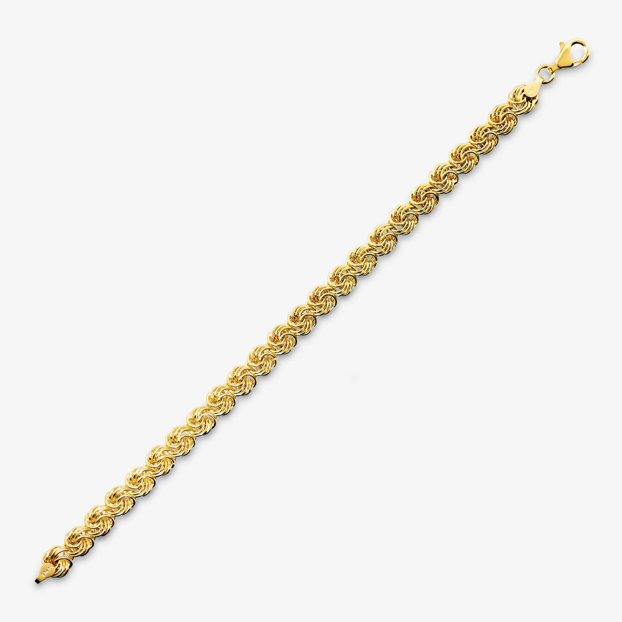 Bracciale Maglia Rosetta in Argento 925 placcato Oro Giallo 18Kt