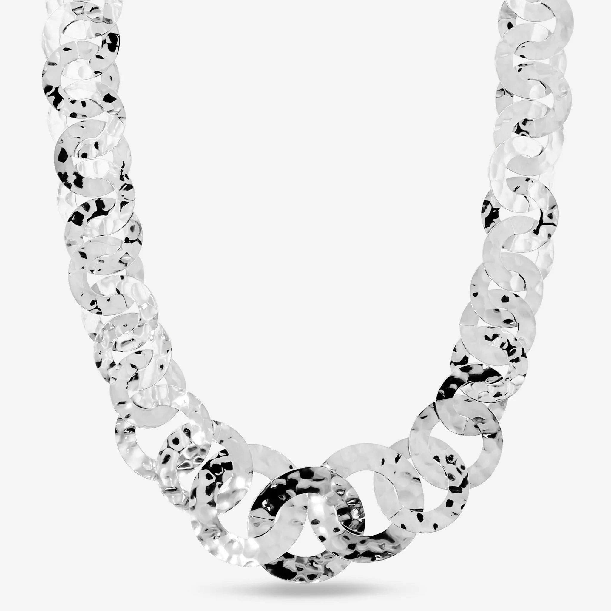 Collana Girocollo Graduata con Maglie a Disco Martellate