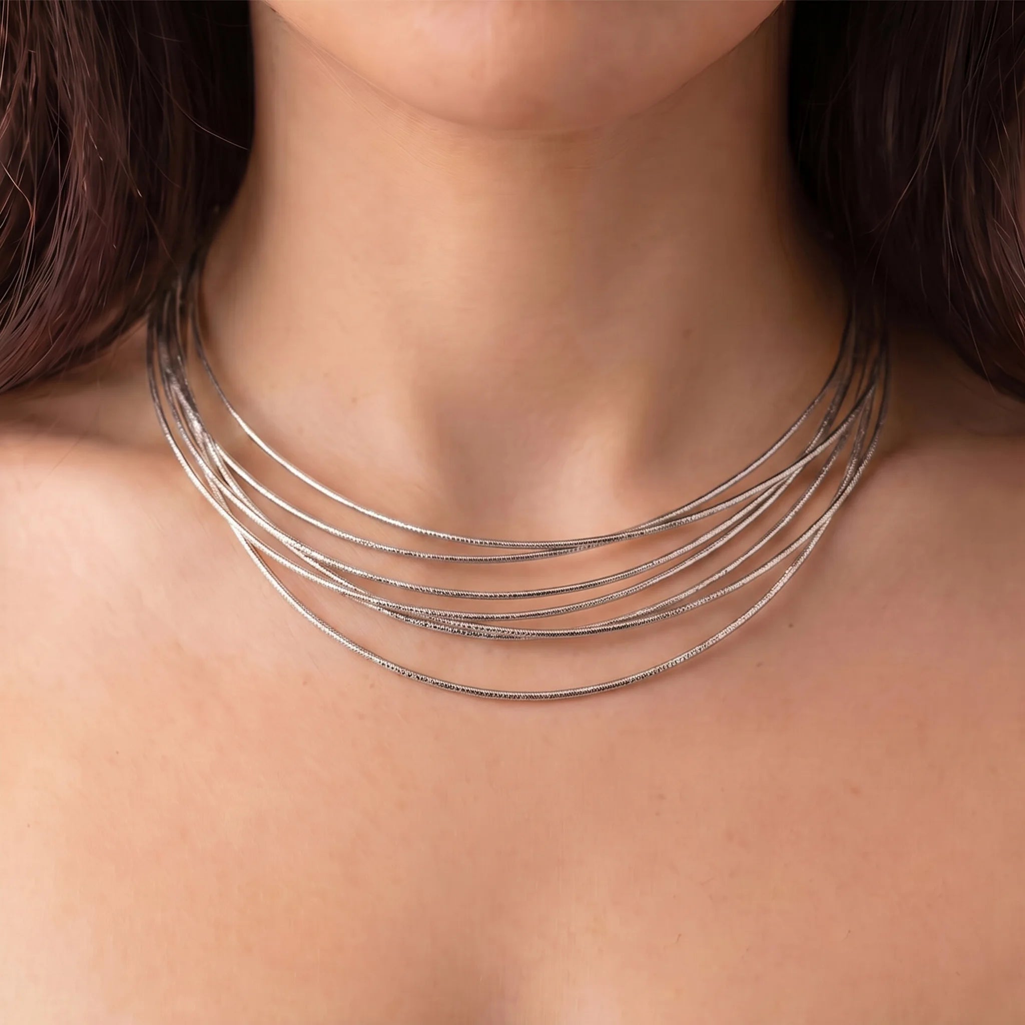 Collana Girocollo Multifilo Maglia Snake