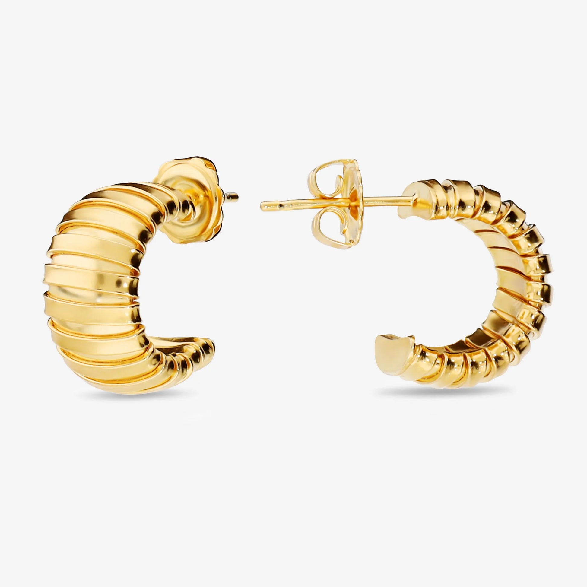Orecchini Semicerchio Design Tubogas in Argento 950 placcato Oro Giallo 18Kt