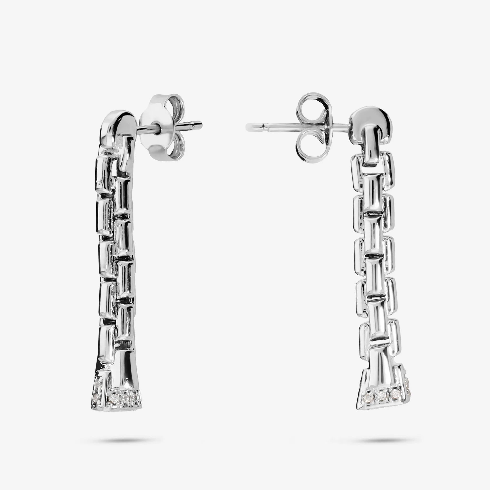 Orecchini Pendenti Maglia Veneziana placcata Platino con Pavé di Cubic Zirconia