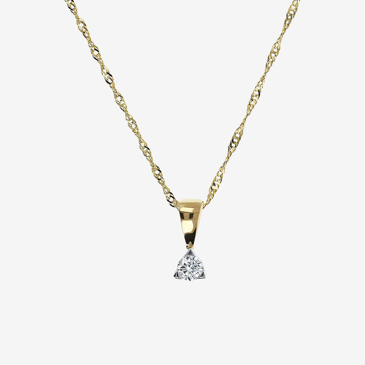Collier à maillons Singapour en or 375 avec diamant cultivé en laboratoire de 0,08 ct
