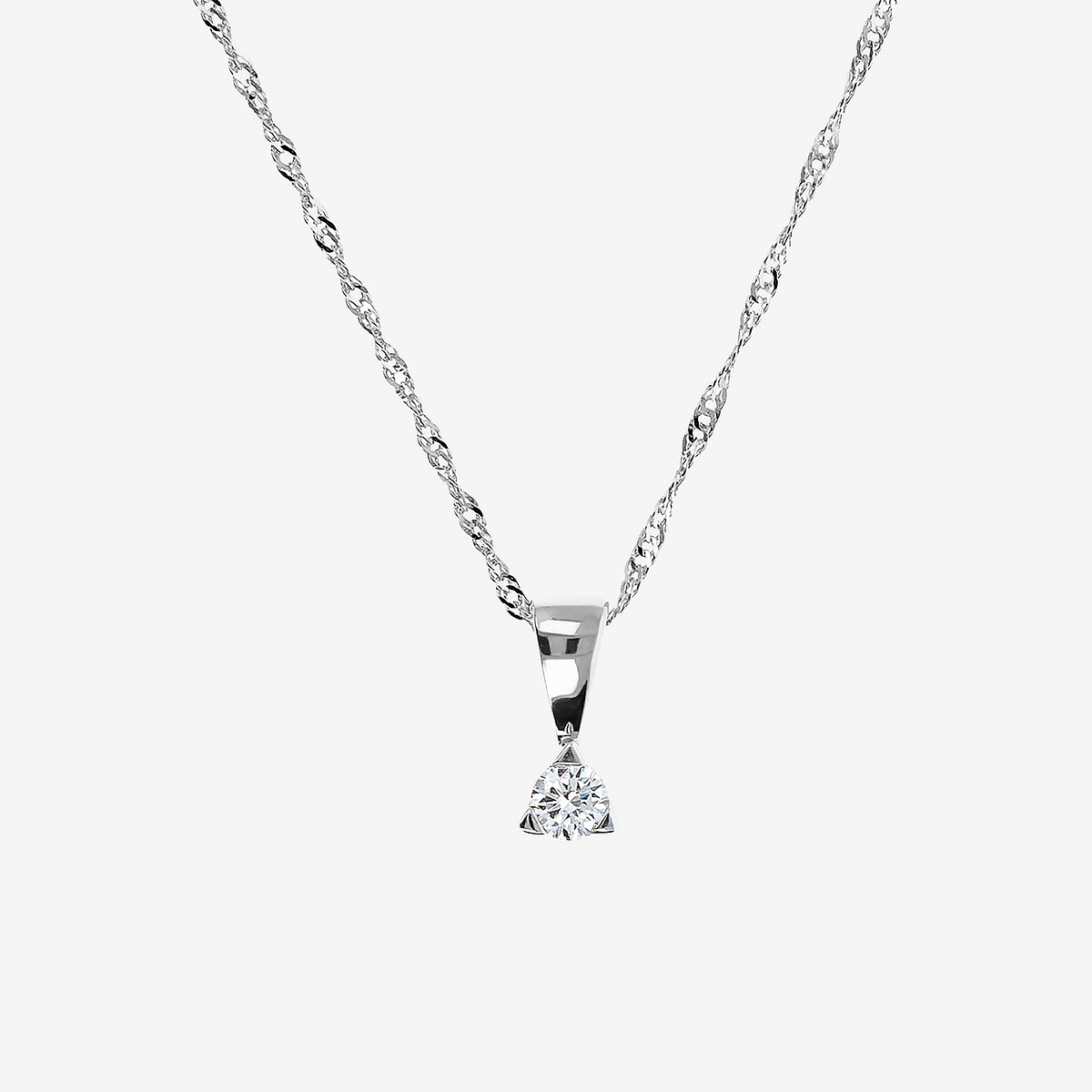 Collier à maillons Singapour en or 375 avec diamant cultivé en laboratoire de 0,08 ct