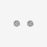 Boucles d'oreilles fleur en or blanc 375 avec diamants cultivés en laboratoire pavé 0,246 ct