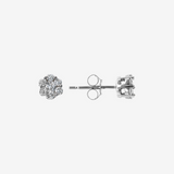 Boucles d'oreilles fleur en or blanc 375 avec diamants cultivés en laboratoire pavé 0,246 ct