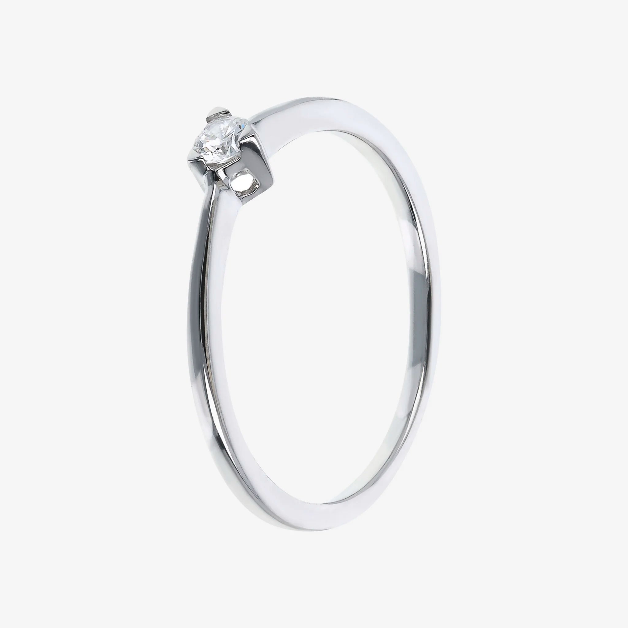 375 White Gold Solitaire Ring with 0.08Ct Lab Grown Diamond - Milor