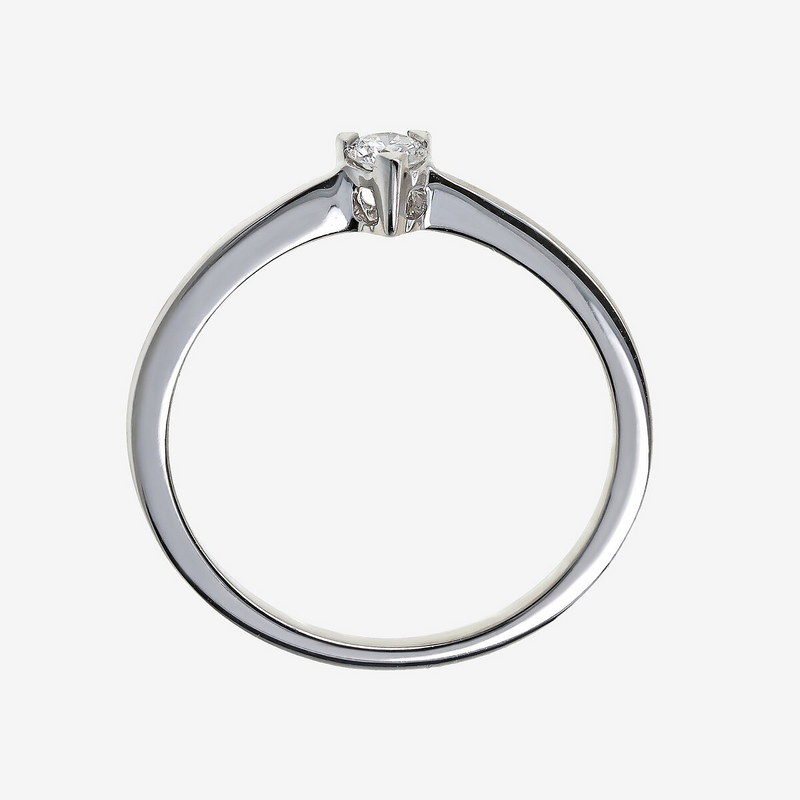 Anello Solitario Oro Bianco 375 con Diamante Lab Grown 0.08Ct