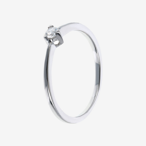 Solitärring aus 375er Weißgold mit 0,08 Karat im Labor gezüchtetem Diamanten