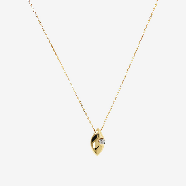 Marquise-Halskette aus 375er Gelbgold mit im Labor gezüchteten Diamanten von 0,009 ct