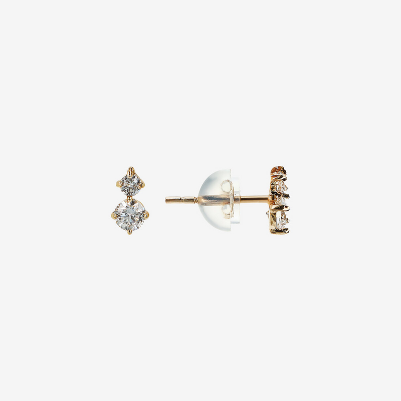 Boucles d'oreilles en or jaune 375 avec double diamant cultivé en laboratoire 0,26 ct