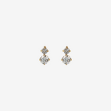 Boucles d'oreilles en or jaune 375 avec double diamant cultivé en laboratoire 0,26 ct