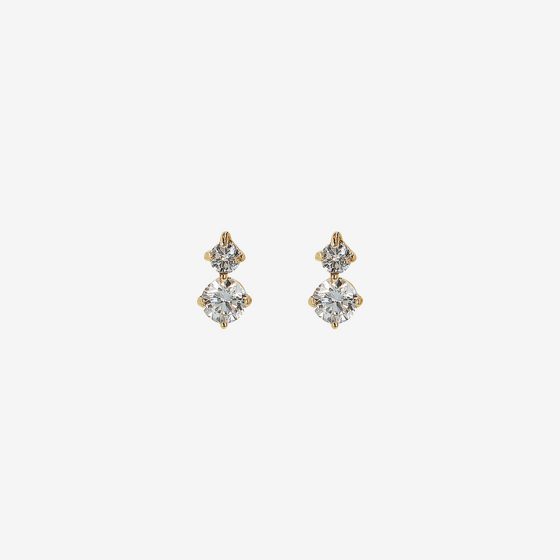 Boucles d'oreilles en or jaune 375 avec double diamant cultivé en laboratoire 0,26 ct