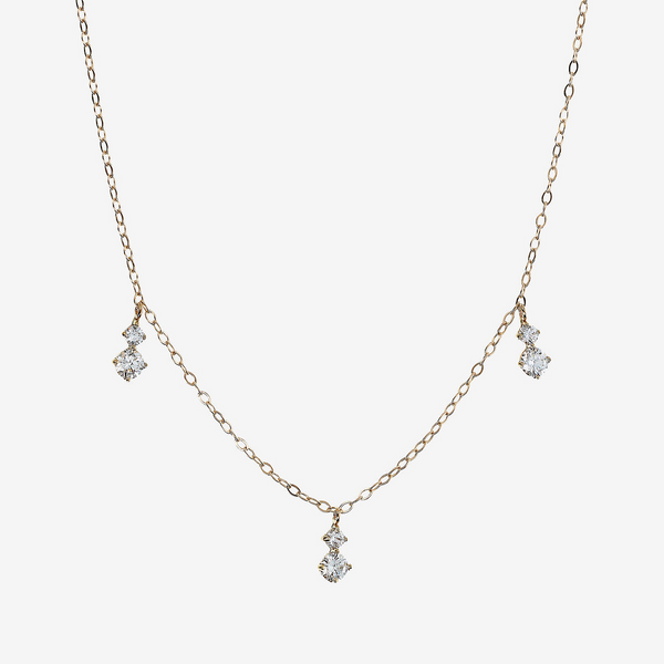 Rolo Mesh-Halskette aus 375er Gelbgold mit Anhängern aus im Labor gezüchteten Diamanten von 0,39 ct